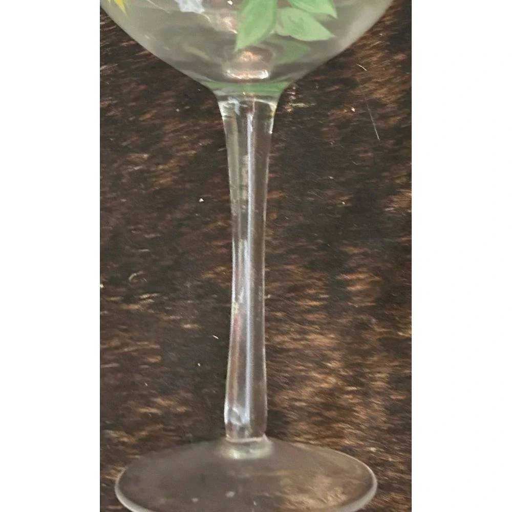 4 Hand Painted Wine Glasses Multicolor Floral 8.5